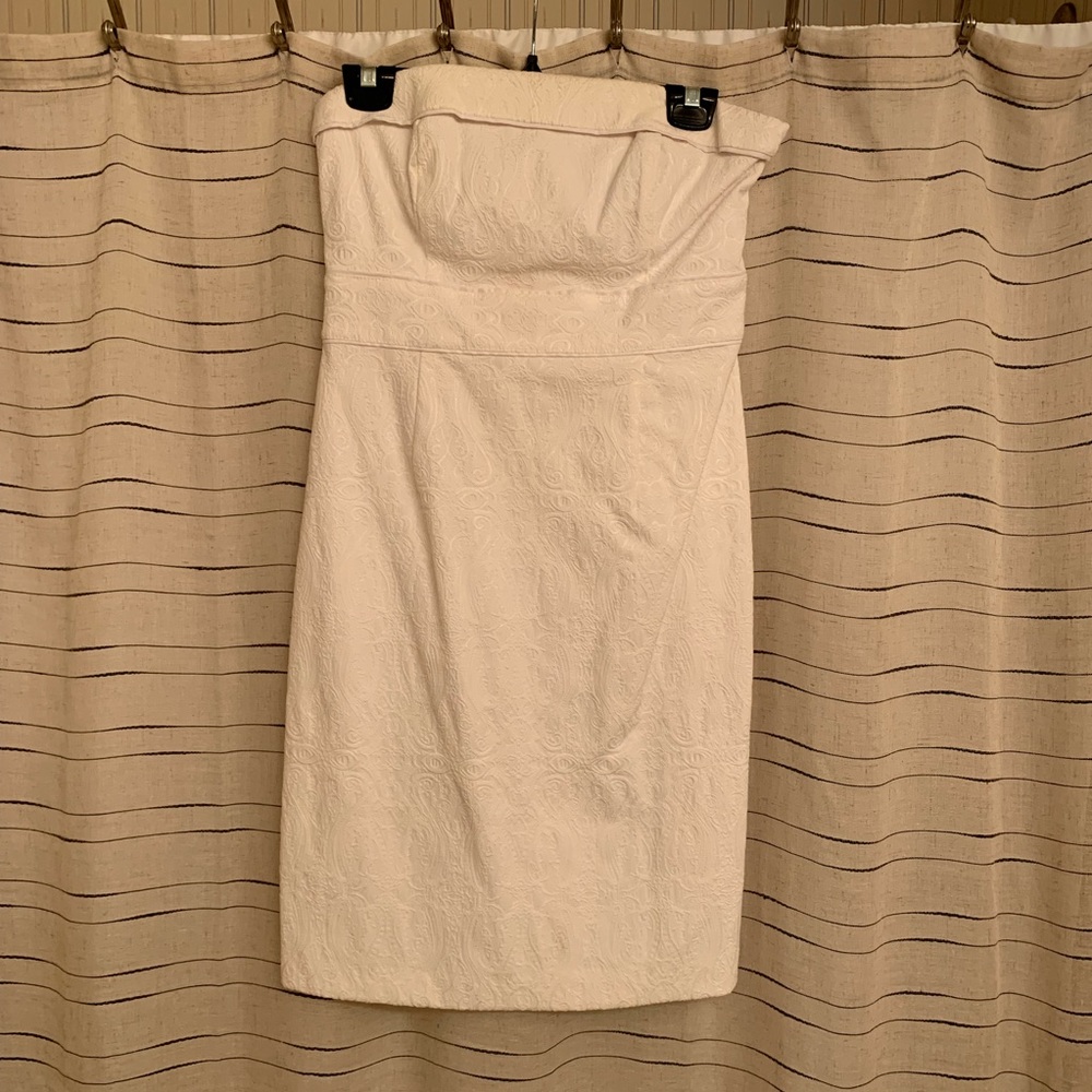 WHBM all white embroidered lace strapless dress